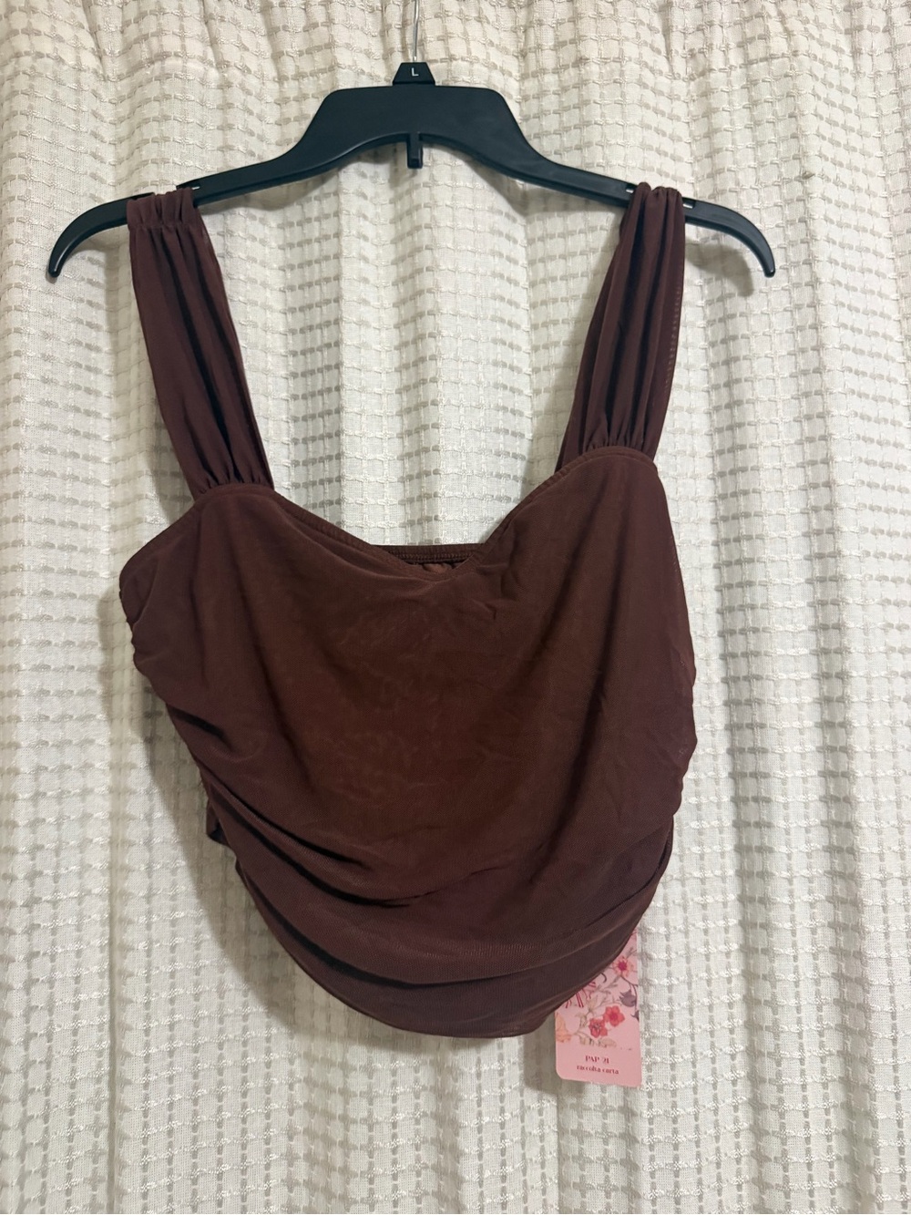 SHEIN Chocolate Brown Ruched Tank Top